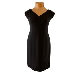 Spenser Jeremy Black Dress Beaded Neckline Hem‎ Fully Lined Size 8